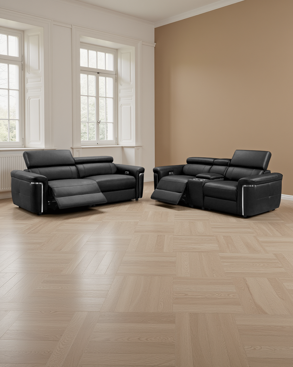 Vilnius Electric Recliner Sofa Black 3+2 Seater