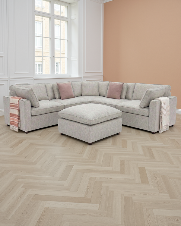 Gothenburg Sofa Grey Large Corner with Footstool