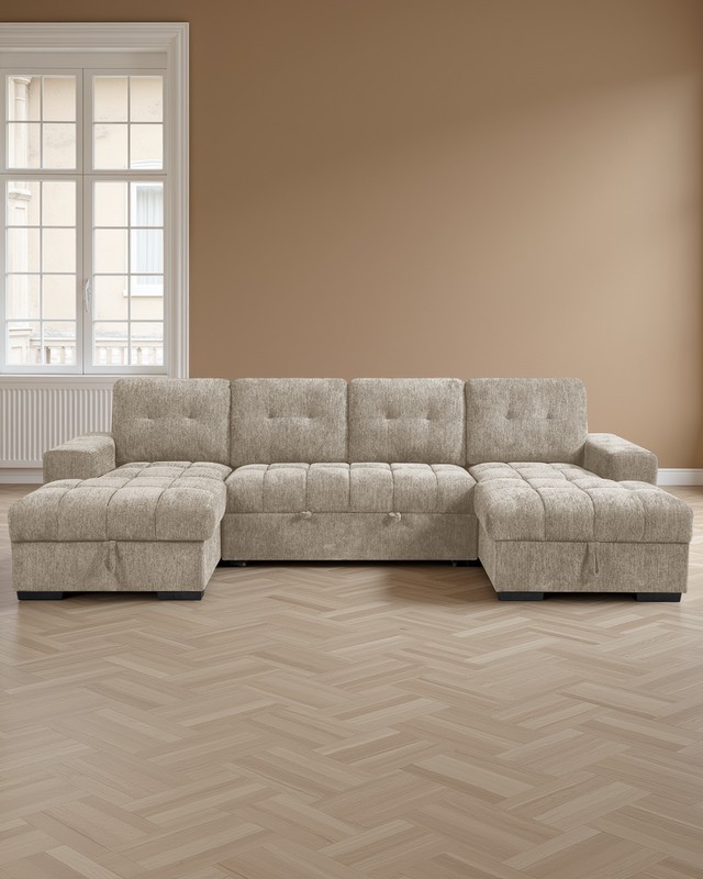 Oslo Sofabed Beige U Shape Corner