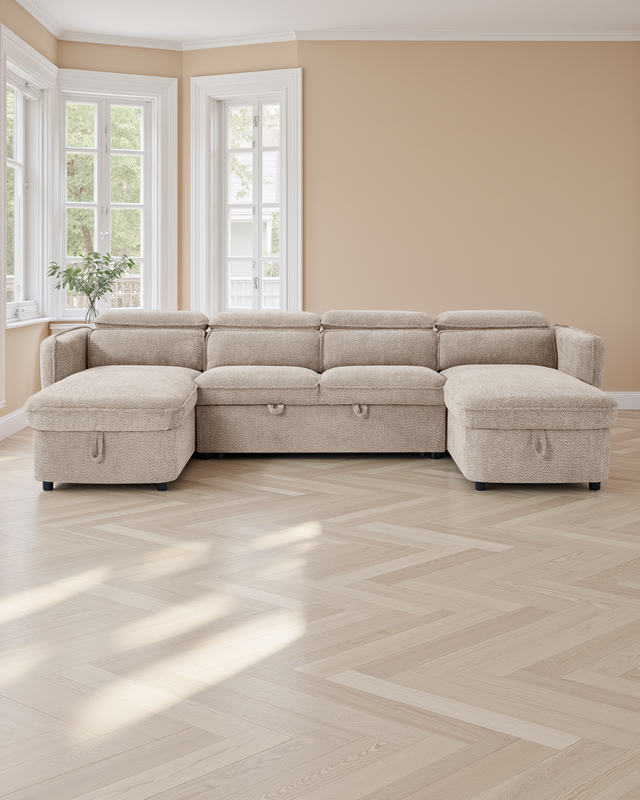 Vienna Sofabed Beige U Shape Corner