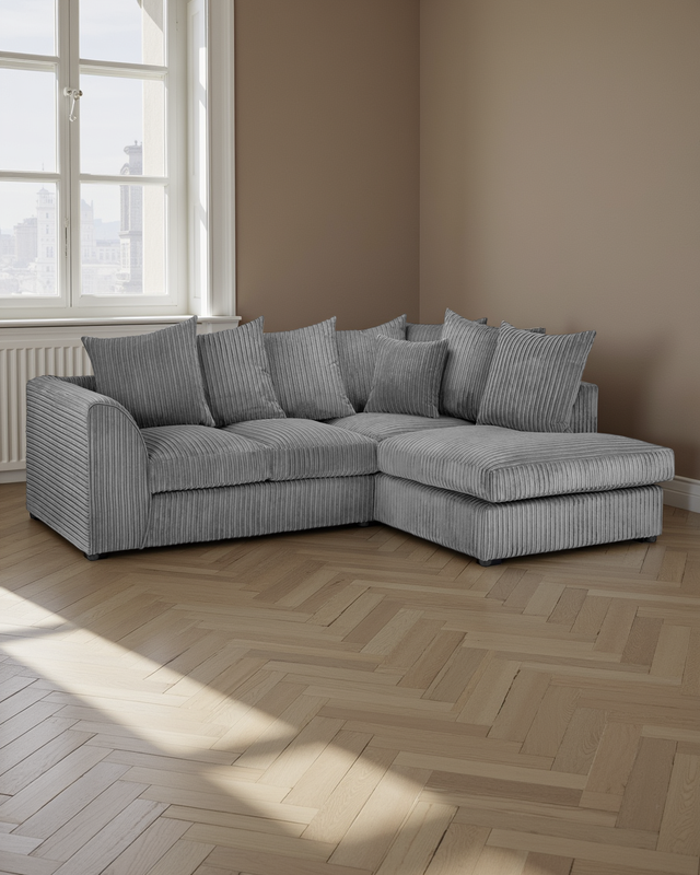Barna Jumbo Sofa Grey Right Hand Facing Corner