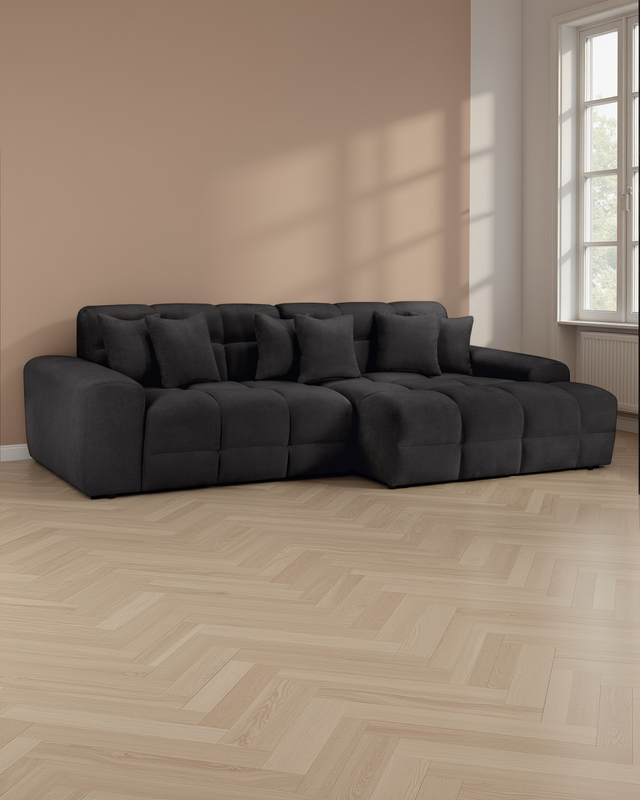 Malaga Sofa Black Right Hand Facing Corner