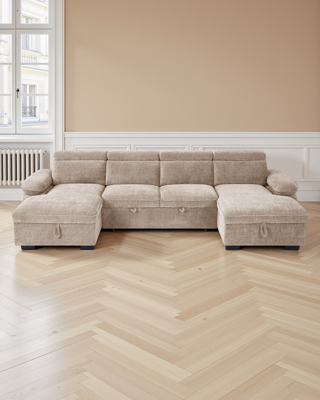 Valencia Sofabed Beige U Shape Corner