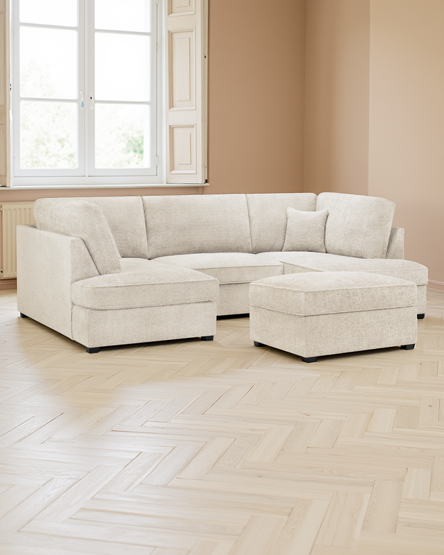 Prague Sofa Boucle Beige U Shape Corner