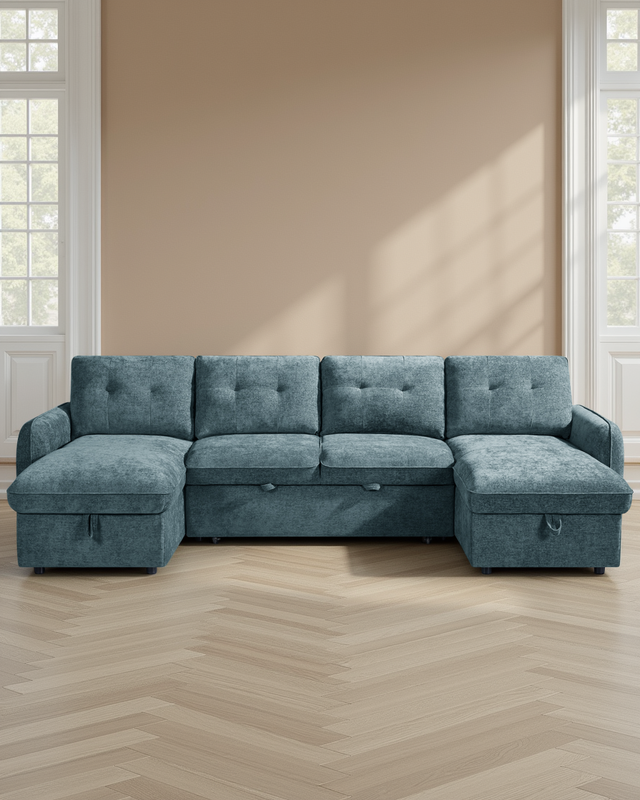 Liverpool Sofabed Blue U Shape Corner