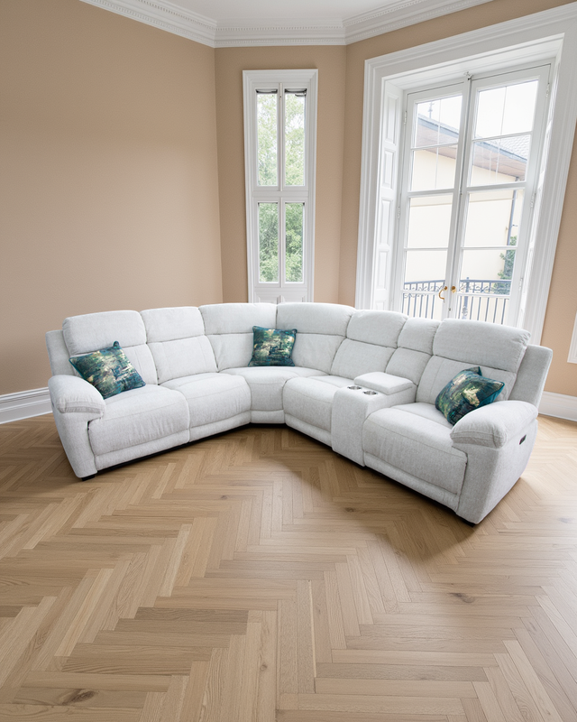Cardiff Electric Recliner Sofa Beige Large Corner