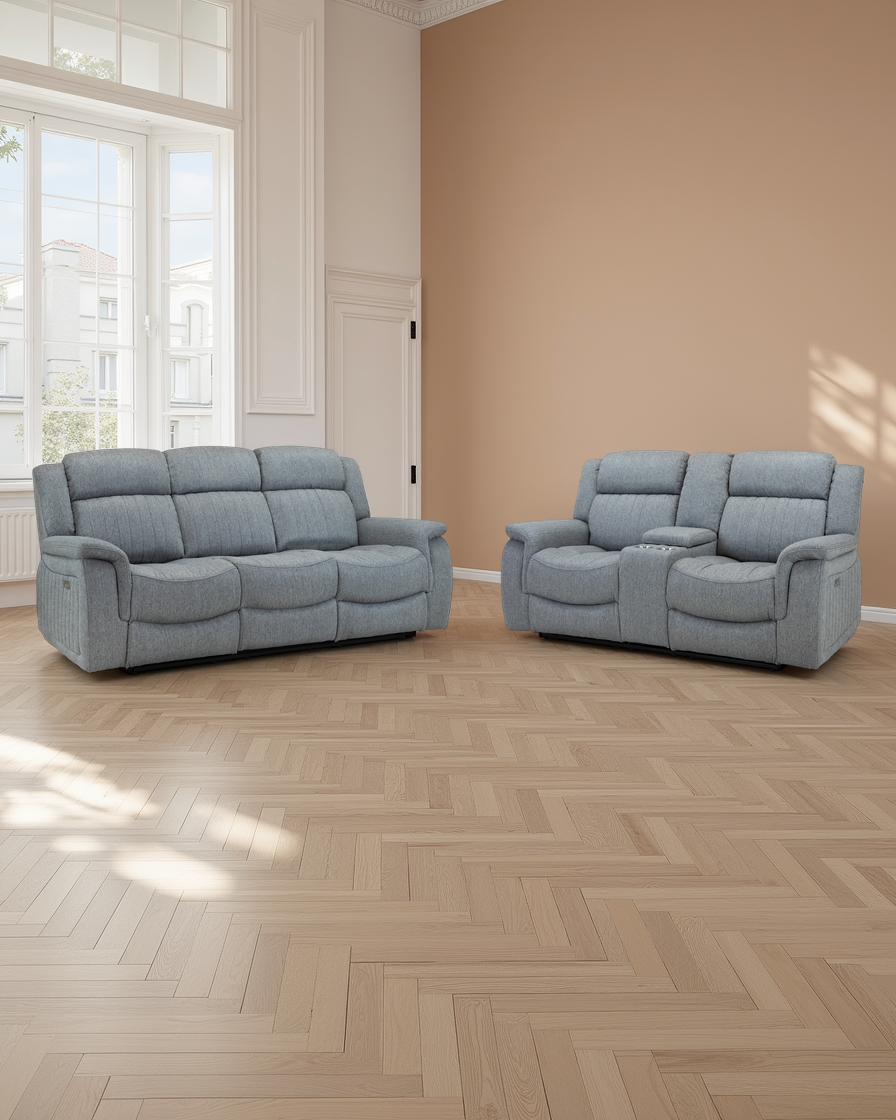 Belfast Recliner Sofa Grey 3+2 Seater