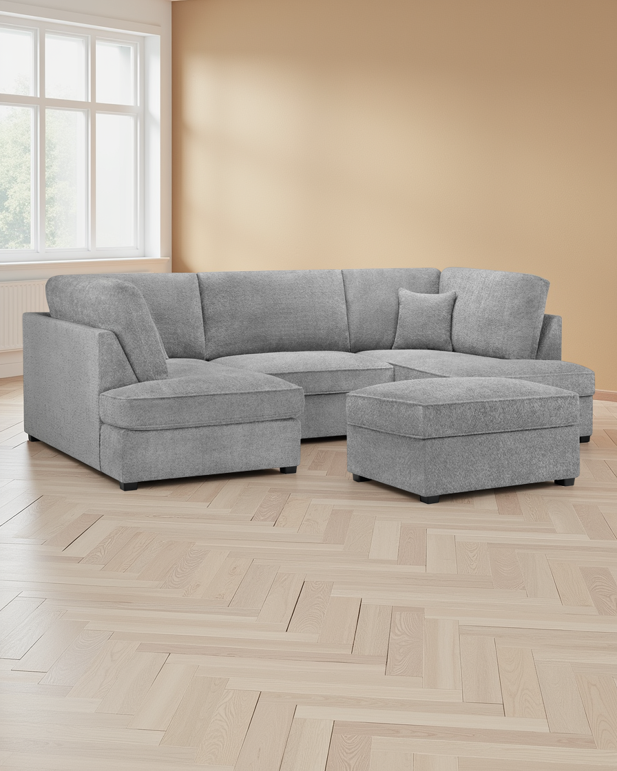 Prague Sofa Boucle Grey U Shape Corner