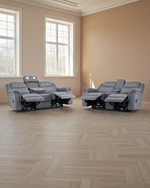 Porto Tech Recliner Sofa Grey Fabric 3+2 Seater
