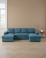 Warsaw Sofabed Blue U Shape Corner