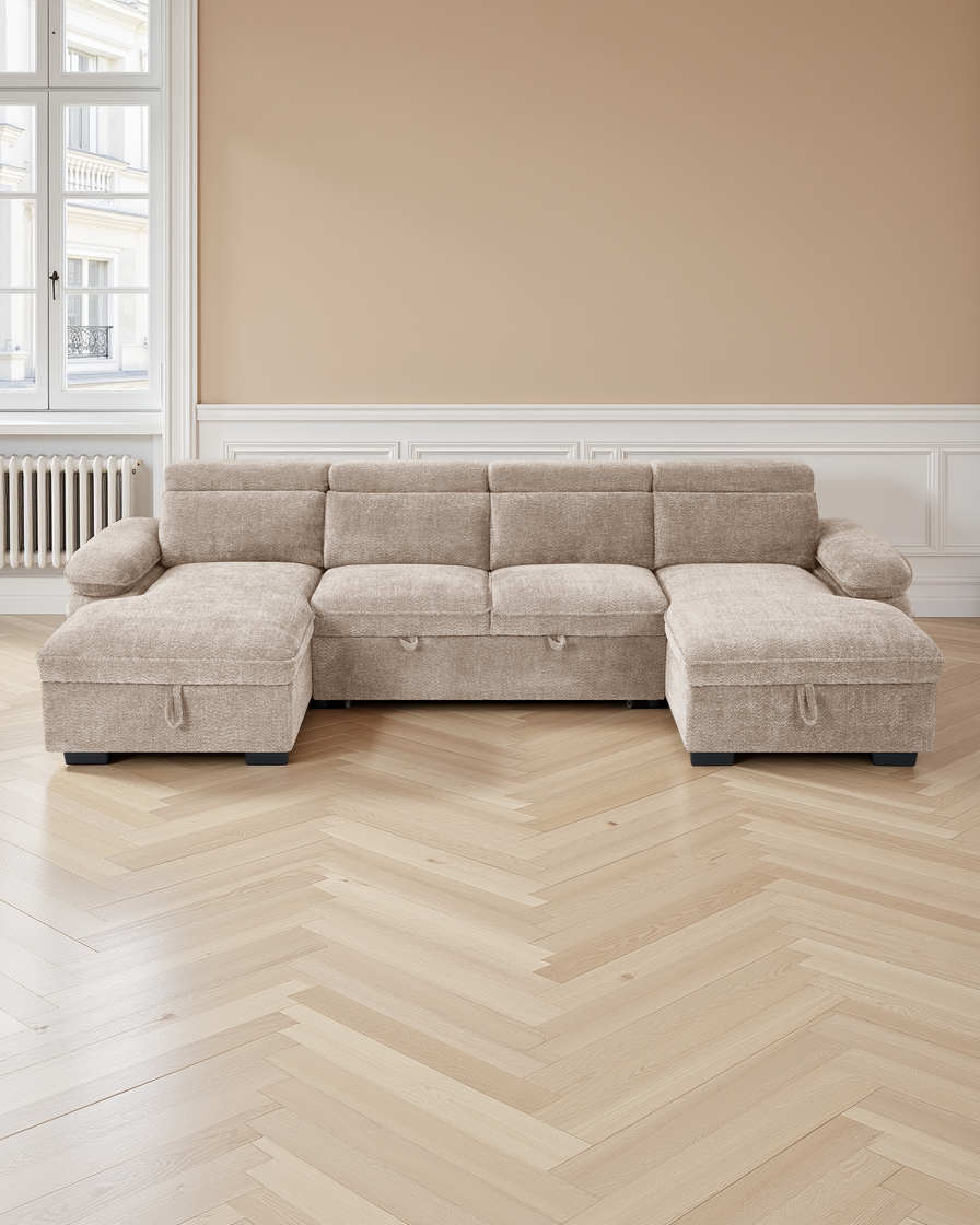 Valencia Sofabed Beige U Shape Corner