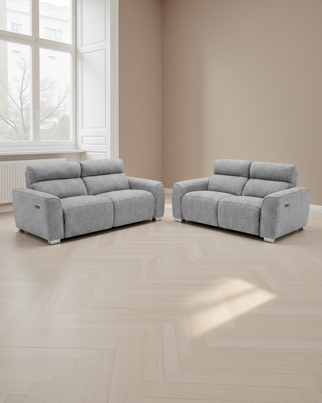 Hamburg Electric Recliner Grey 3+2 Seater