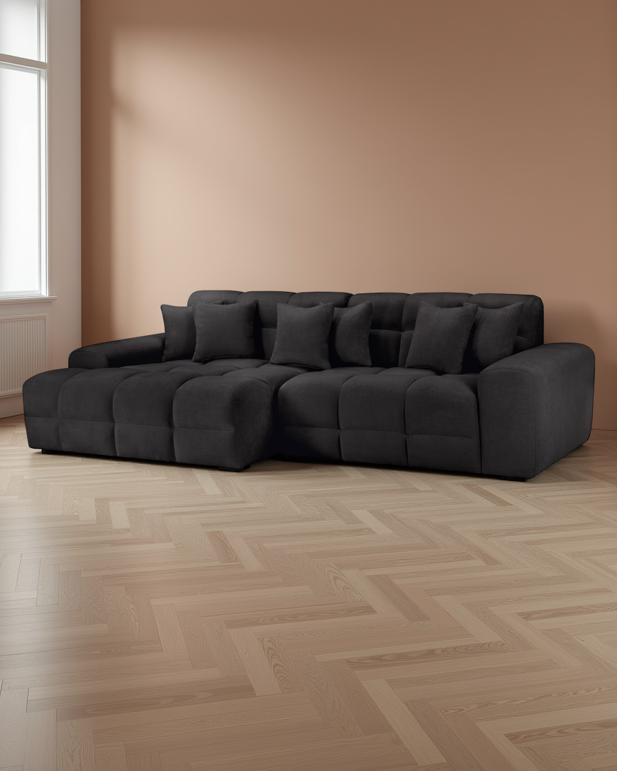Malaga Sofa Black Left Hand Facing Corner