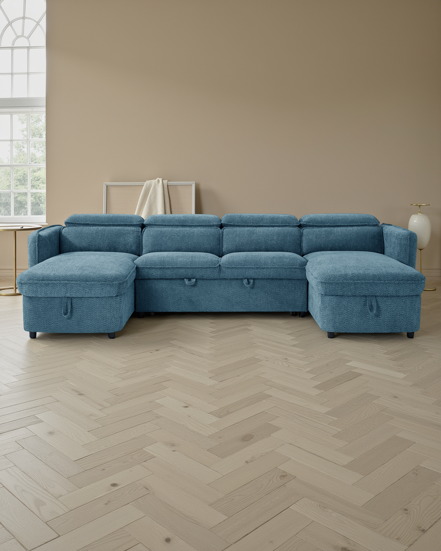 Vienna Sofabed Blue U Shape Corner