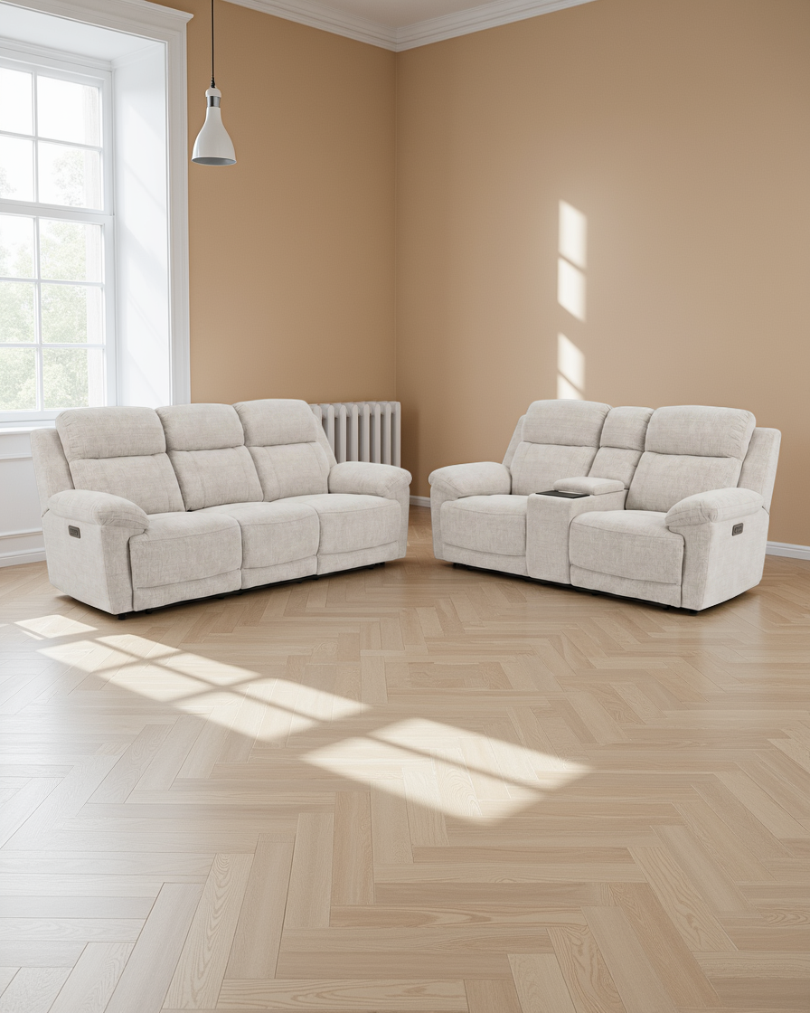 Cardiff Electric Recliner Beige 3+2 Seater