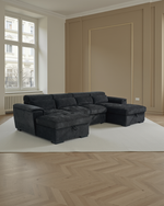 London Sofabed Black U Shape Corner
