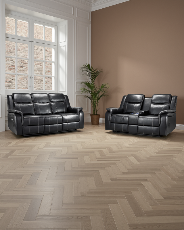 Porto Tech Recliner Sofa Black 3+2 Seater