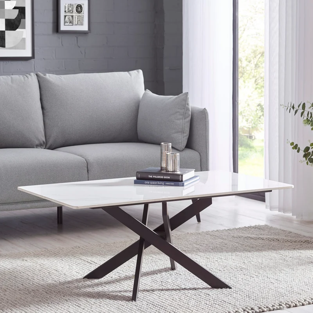 Bradley Rectangular Ceramic Top Coffee Table White Marble
