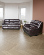 Budapest Manual Recliner Sofa Brown 3+2 Seater