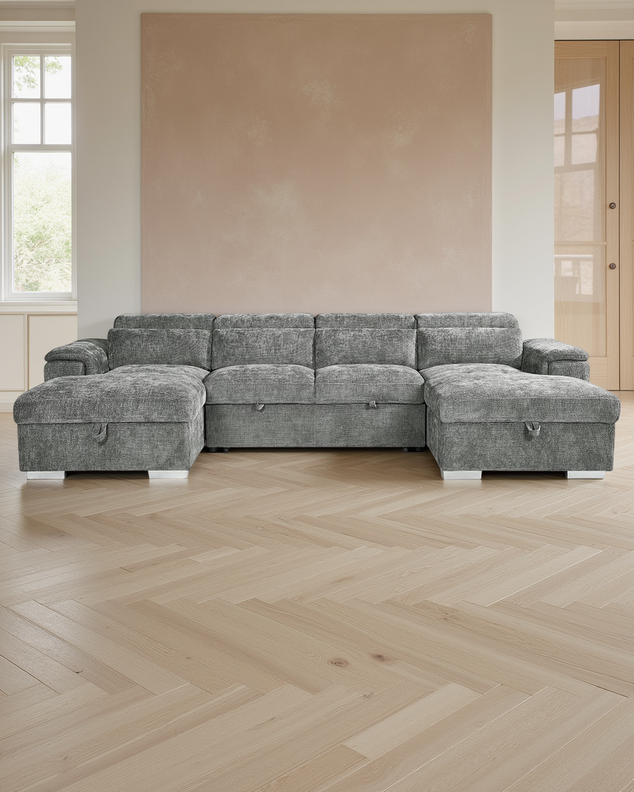 London Sofabed Grey U Shape Corner