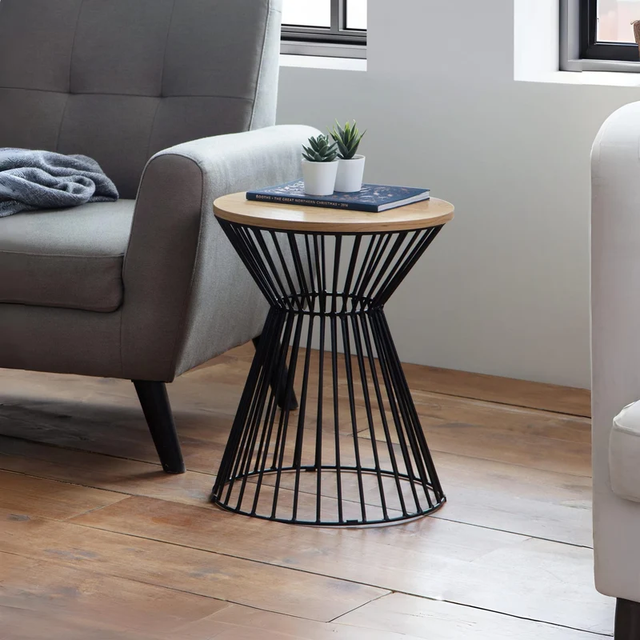 Jersey Round Wire Lamp Table Euro Oak/Black