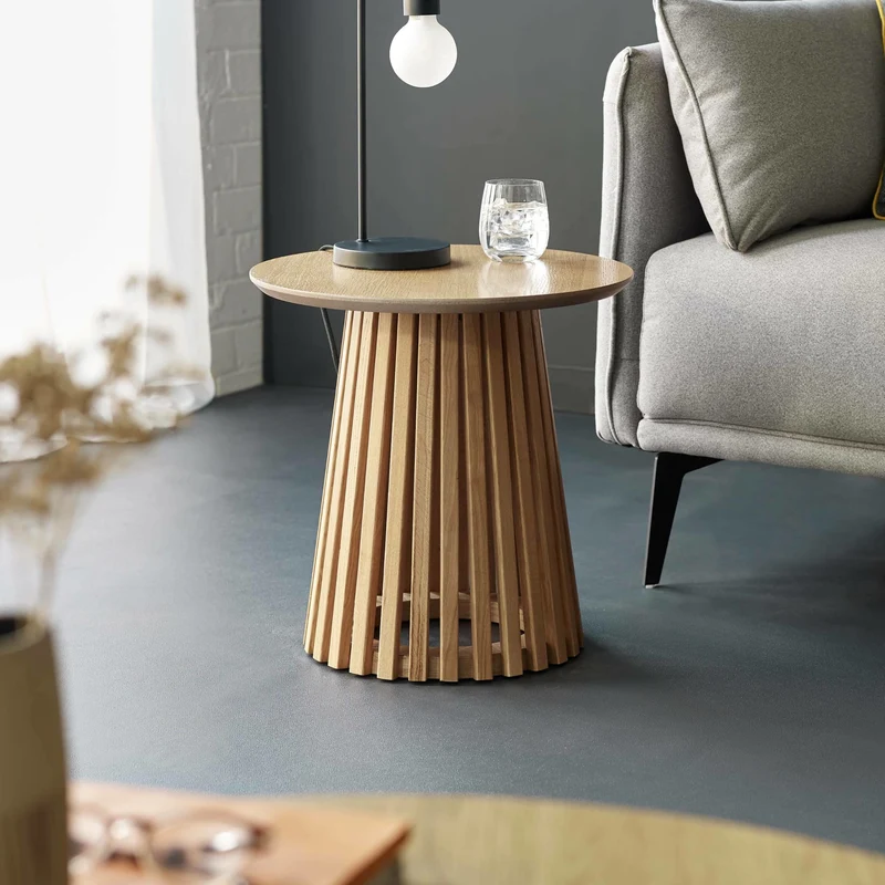Ollie Slatted Lamp Table Natural Oak