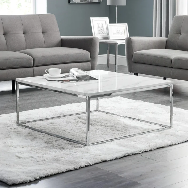 Scala Coffee Table White Marble/Chrome